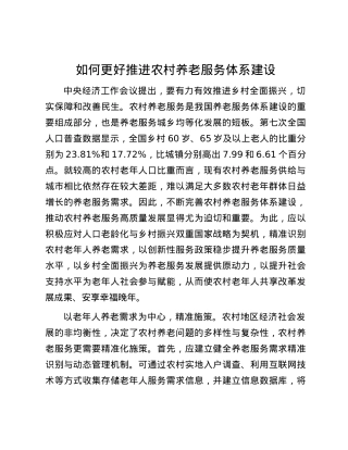 如何更好推进农村养老服务体系建设.docx