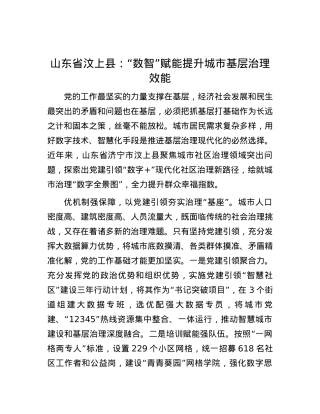 山东省汶上县：“数智”赋能提升城市基层治理效能.docx