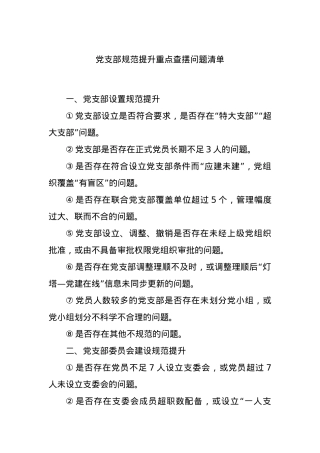 党支部规范提升重点查摆问题清单.docx