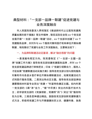典型材料：“一支部一品牌一联建”促进党建与业务深度融合.docx
