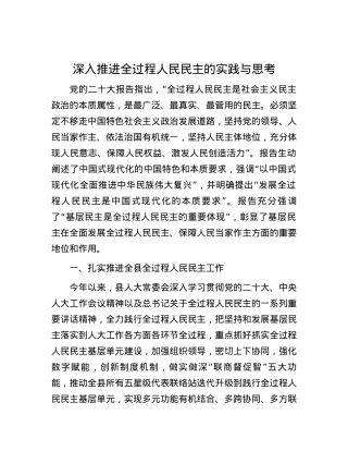 深入推进全过程人民民主的实践与思考.docx