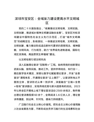 深圳市宝安区：全域发力建设更高水平文明城区.docx