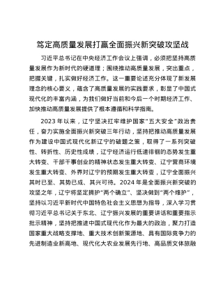 笃定高质量发展 打赢全面振兴新突破攻坚战.docx