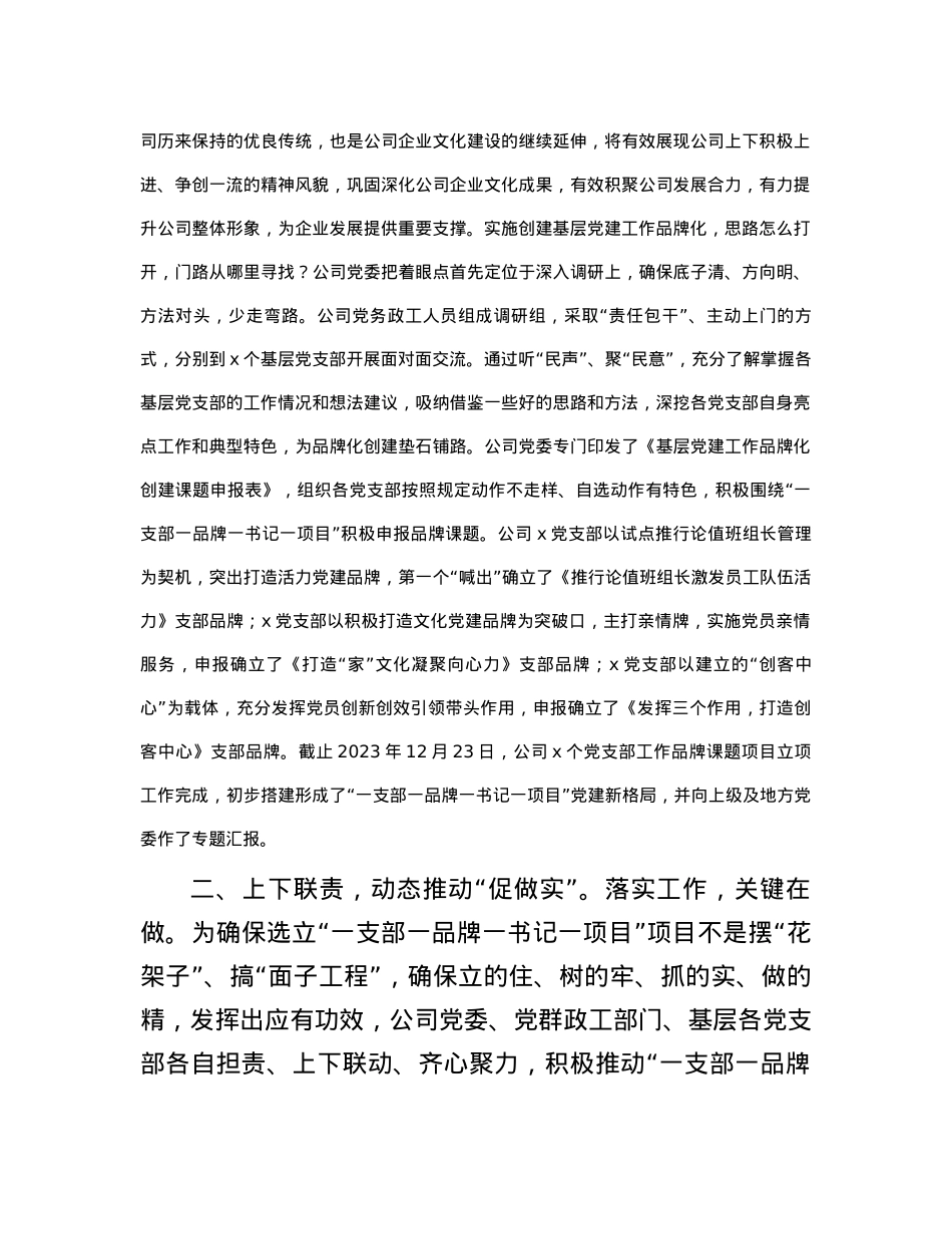 实施“一支部一品牌一书记一项目”过硬党支部建设经验交流材料.docx_第2页