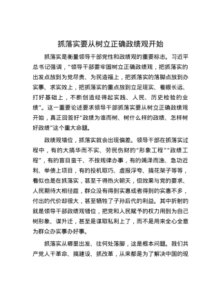 抓落实要从树立正确政绩观开始.docx