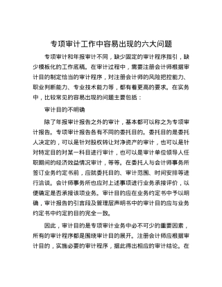 专项审计工作中容易出现的六大问题.docx