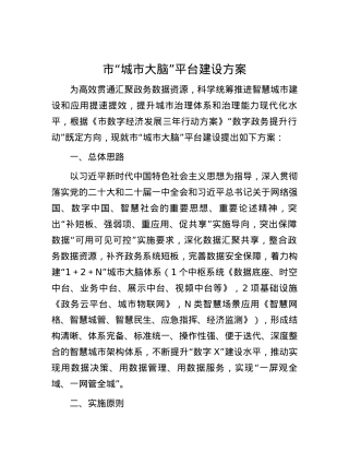 市“城市大脑”平台建设方案.docx