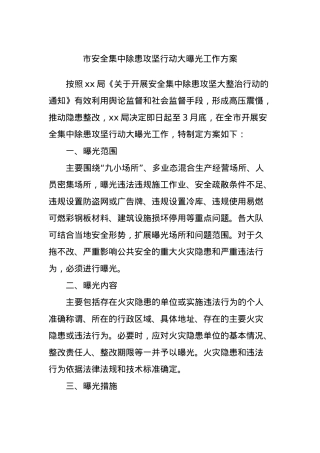 市安全集中除患攻坚行动大曝光工作方案.docx
