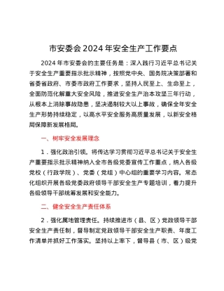 市安委会2024年安全生产工作要点.docx