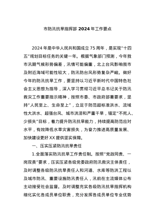 市防汛抗旱指挥部 2024年工作要点.docx