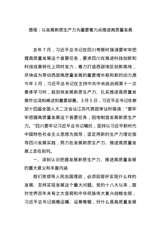 感悟：以发展新质生产力为重要着力点推进高质量发展.docx