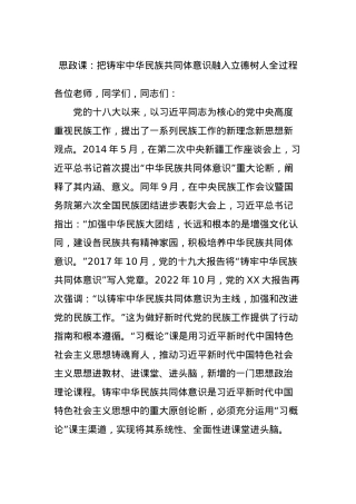 思政课：把铸牢中华民族共同体意识融入立德树人全过程.docx
