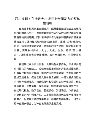 四川成都：在推进乡村振兴上全面发力的整体性战略.docx