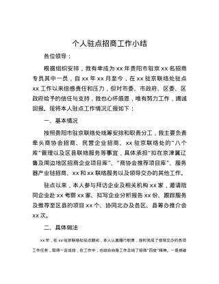 个人驻点招商工作小结.docx