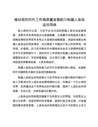 推动党的对外工作高质量发展助力构建人类命运共同体.docx