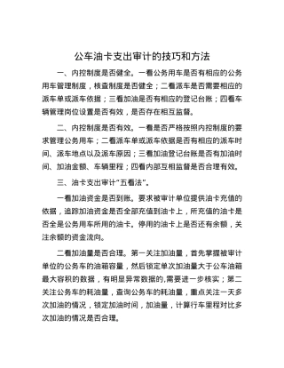 公车油卡支出审计的技巧和方法.docx