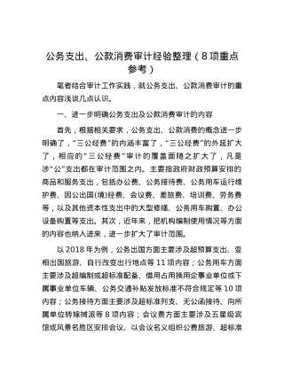 公务支出、公款消费审计经验整理（8项重点参考）.docx