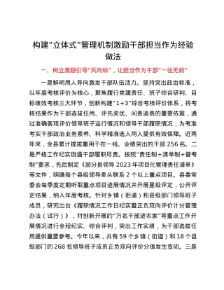 构建“立体式”管理机制激励干部担当作为经验做法.docx