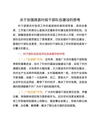 关于加强我县村级干部队伍建设的思考.docx