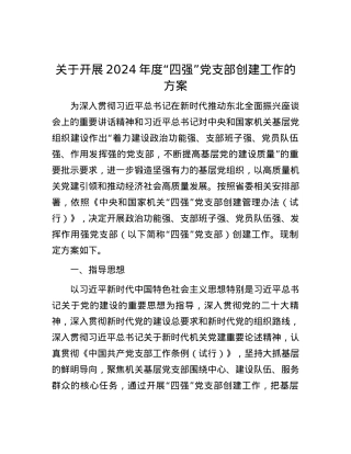 关于开展2024年度“四强”党支部创建工作的方案.docx