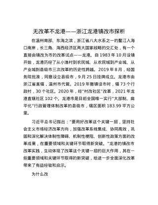 无改革不龙港——浙江龙港镇改市探析.docx