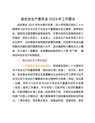 县安全生产委员会2024年工作要点.docx