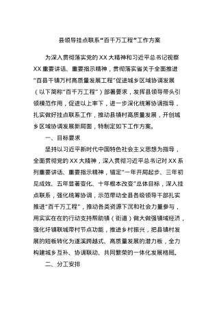 县领导挂点联系“百千万工程”工作方案.docx