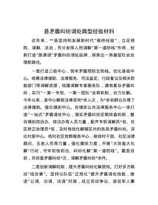 县矛盾纠纷调处典型经验材料.docx