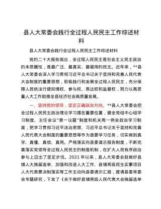 县人大常委会践行全过程人民民主工作综述材料.docx