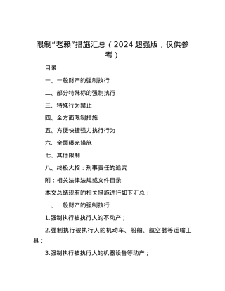 限制“老赖”措施汇总（2024超强版，仅供参考）.docx