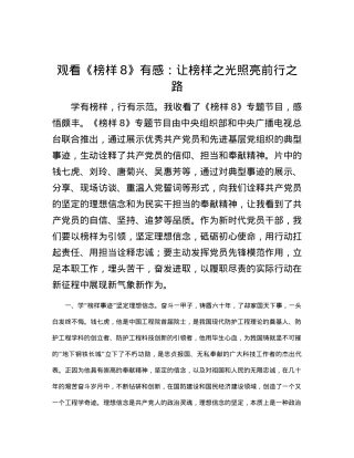 观看《榜样8》有感：让榜样之光照亮前行之路.docx