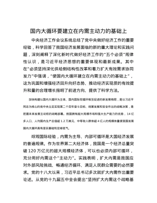 国内大循环要建立在内需主动力的基础上.docx
