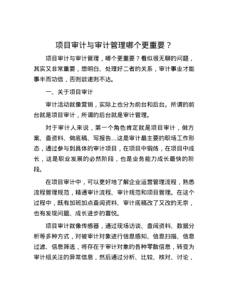 项目审计与审计管理哪个更重要？.docx