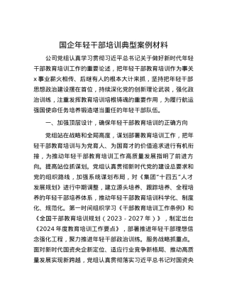国企年轻干部培训典型案例材料.docx