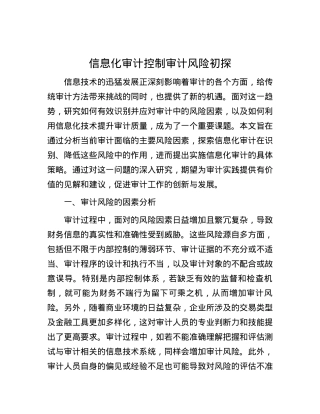 信息化审计控制审计风险初探.docx