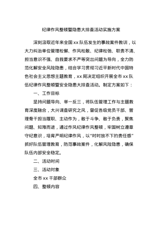 纪律作风整顿暨隐患大排查活动实施方案.docx