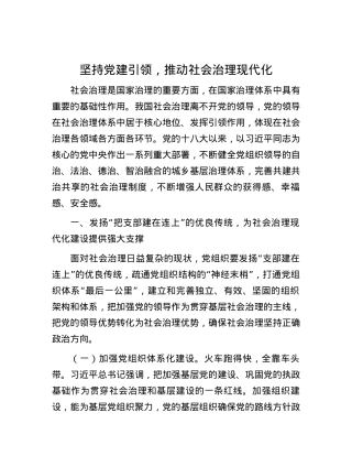 坚持党建引领，推动社会治理现代化.docx