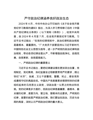 严守政治纪律 涵养良好政治生态.docx