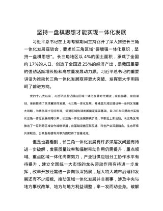 坚持一盘棋思想才能实现一体化发展.docx