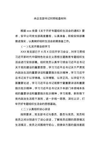 央企支部书记对照检查材料.docx