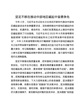 坚定不移在推动中部地区崛起中奋勇争先.docx