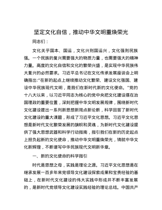 坚定文化自信，推动中华文明重焕荣光.docx
