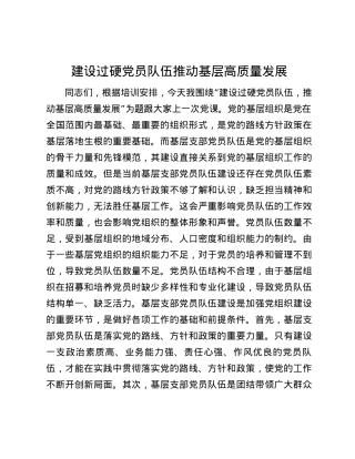 建设过硬党员队伍 推动基层高质量发展.docx
