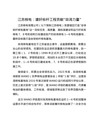 江苏核电：建好标杆工程 贡献“田湾力量”.docx