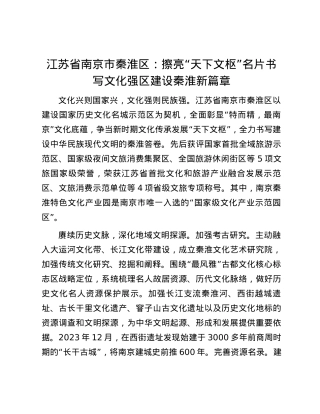 江苏省南京市秦淮区：擦亮“天下文枢”名片 书写文化强区建设秦淮新篇章.docx