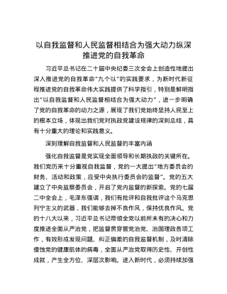 以自我监督和人民监督相结合为强大动力纵深推进党的自我革命.docx