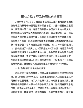 雨林之殇：亚马孙雨林火灾事件.docx