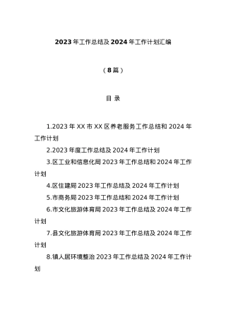 (8篇)2023年工作总结及2024年工作计划汇编.docx