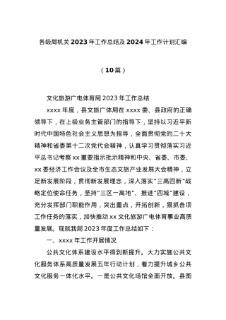 (10篇)各级局机关2023年工作总结及2024年工作计划汇编.docx