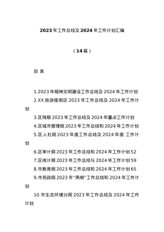 (14篇)2023年工作总结及2024年工作计划汇编.docx